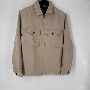 HM Mens Wool Blend Zip Up Shirt Jacket Shacket Size L Minimal Utility Gorpcore